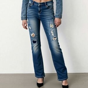 TORRID DISTRESSED RIPPED PATCH JEANS SZ 14 1X